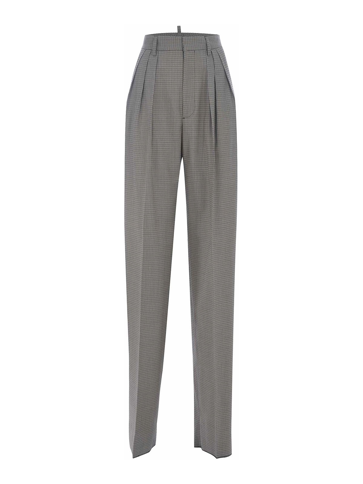 Houndstooth wool blend trousers