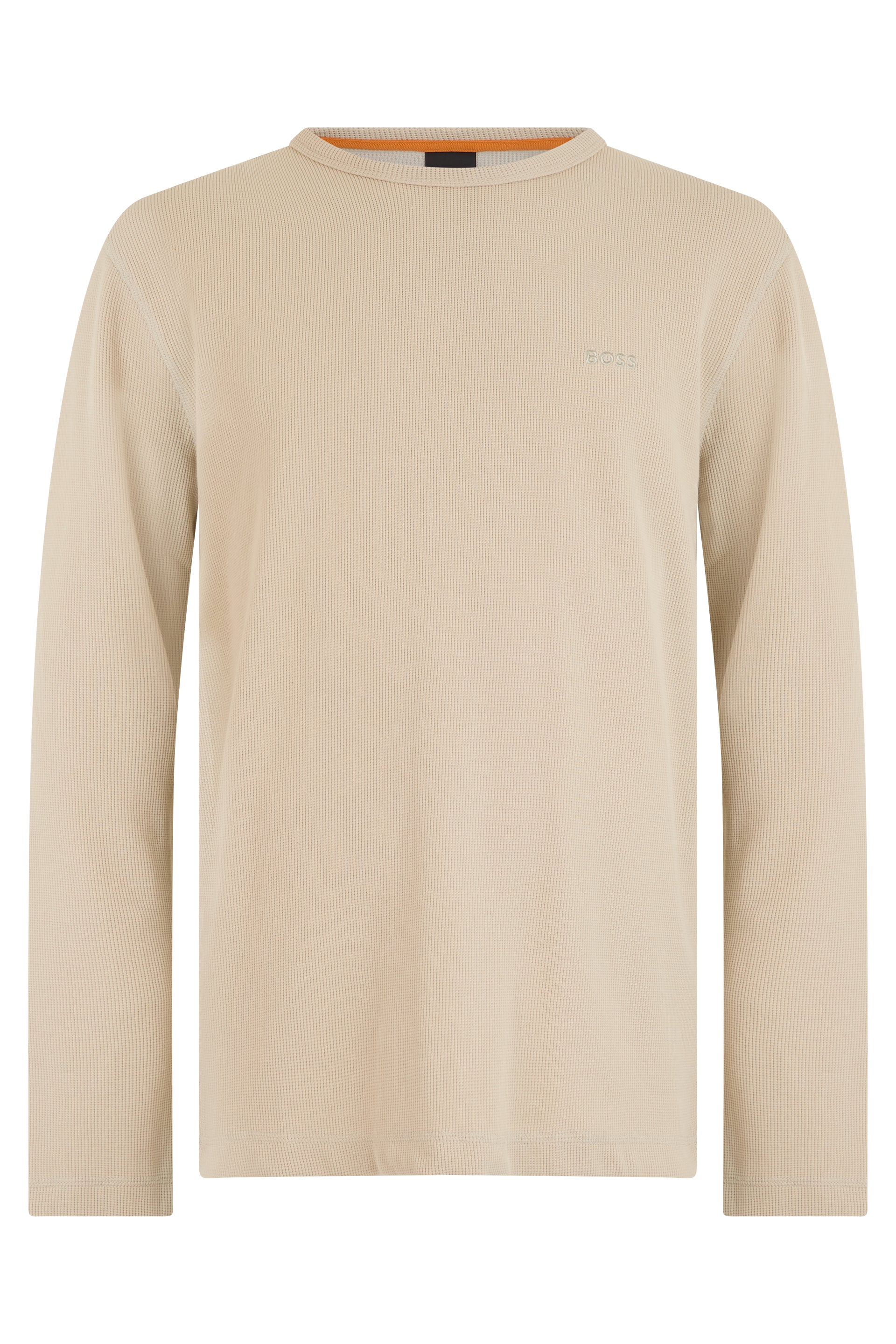 Cotton-Blend Ribbed Long-Sleeve T-Shirt — Beige