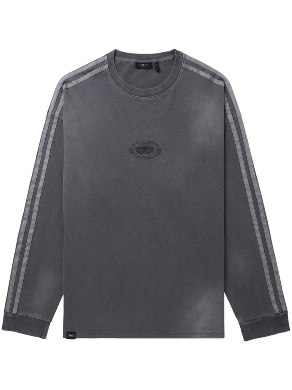 Stripe-trim long-sleeve T-shirt - Grey