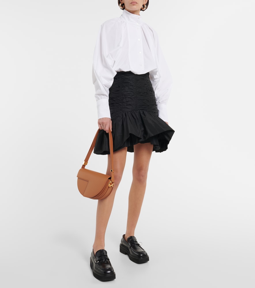Ruched faille miniskirt