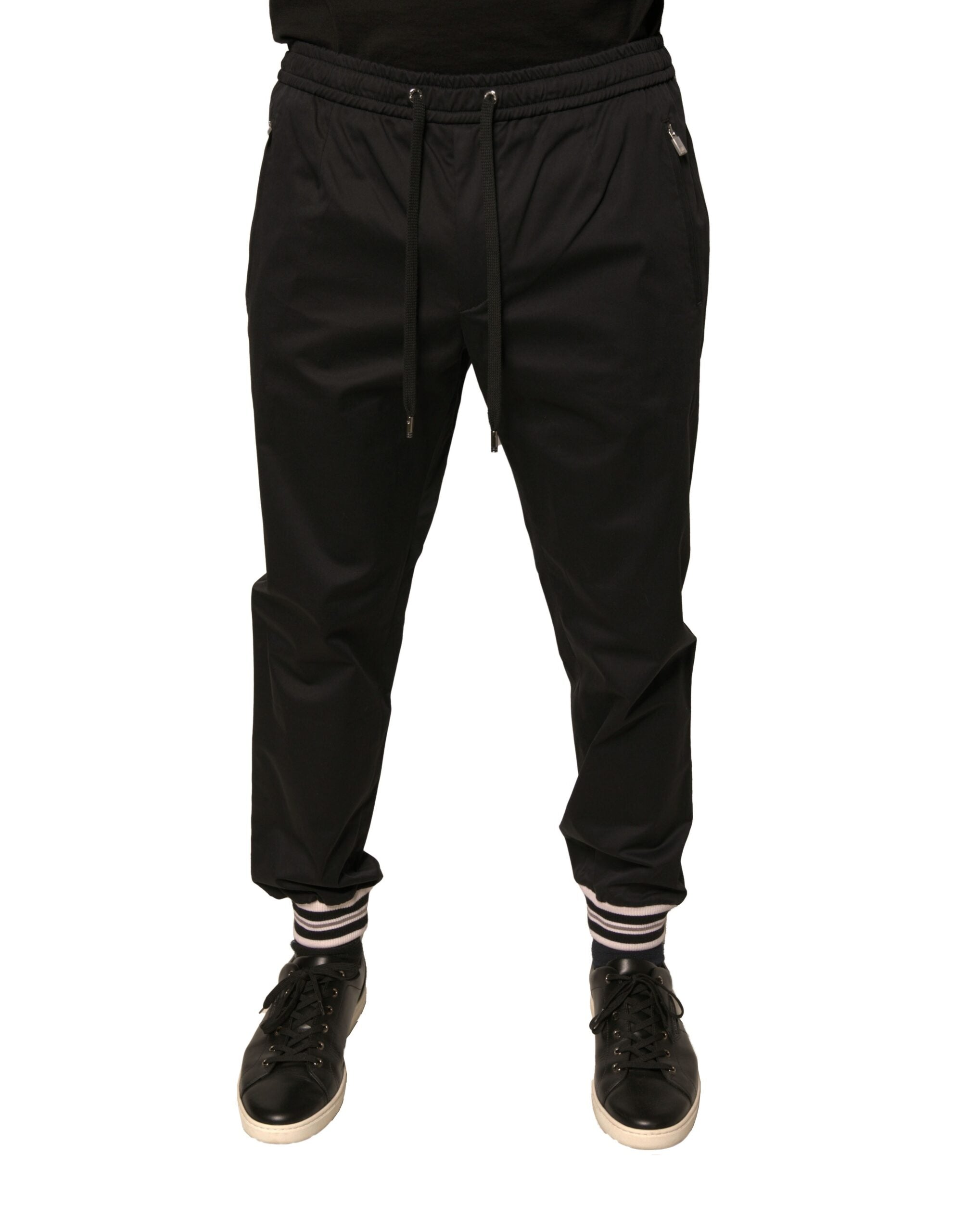 Cotton Stretch Jogger Pants — Black