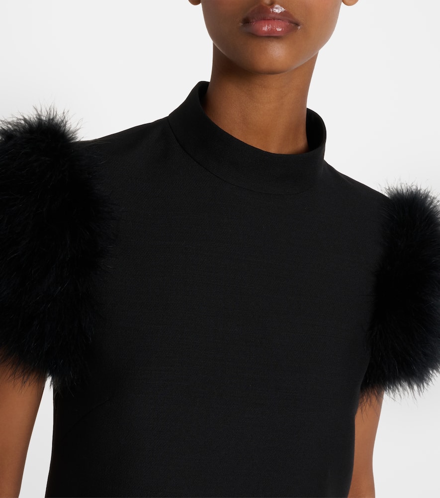Crepe Couture feather-trimmed minidress