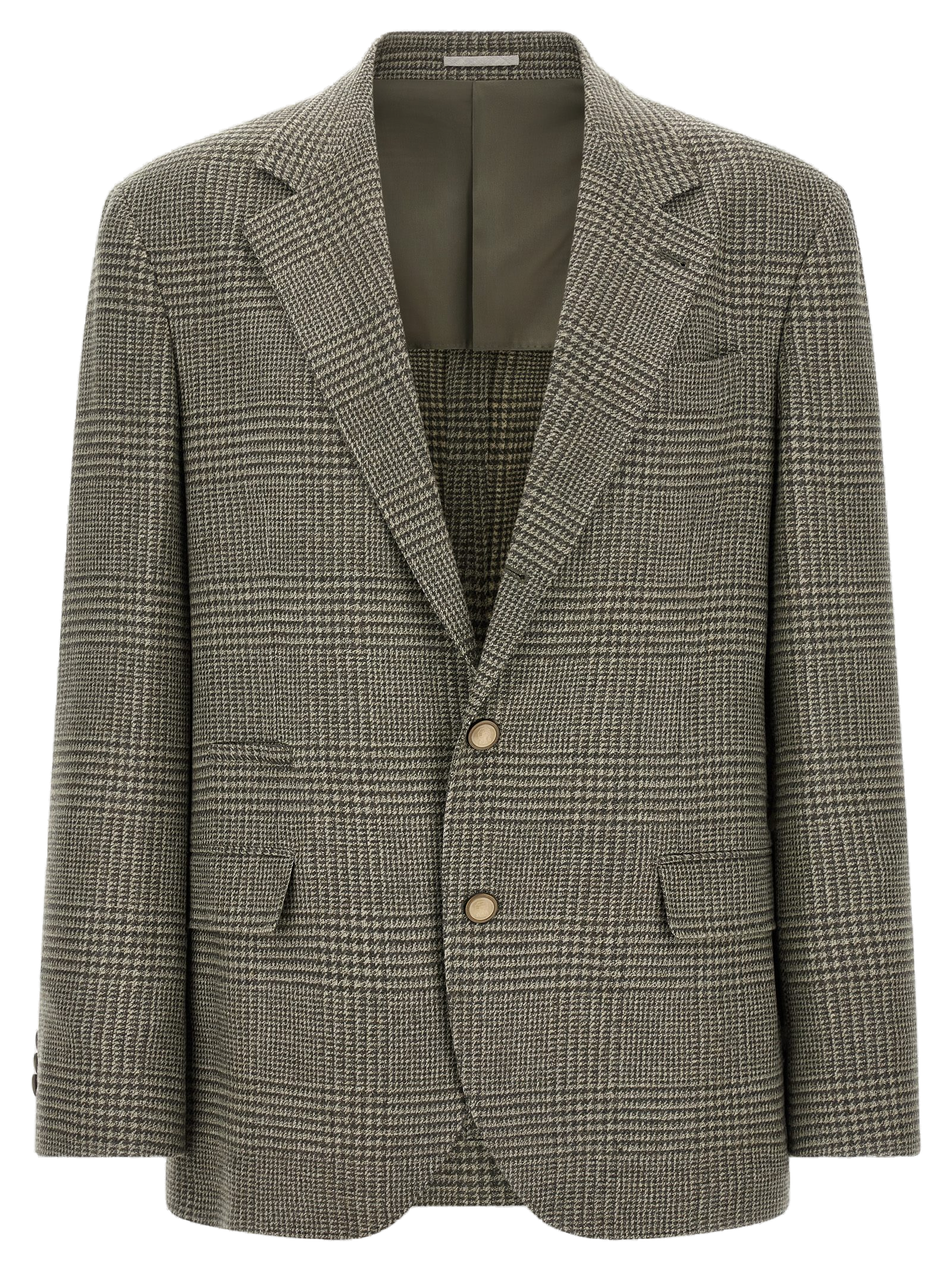 Prince of Wales Wool and Cashmere Blazer — Green