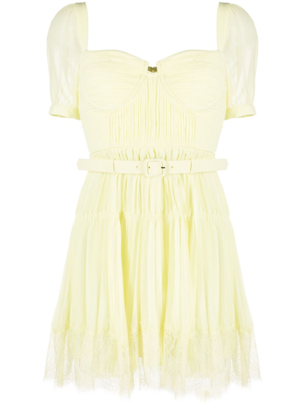 Chiffon lace-detail minidress - Yellow