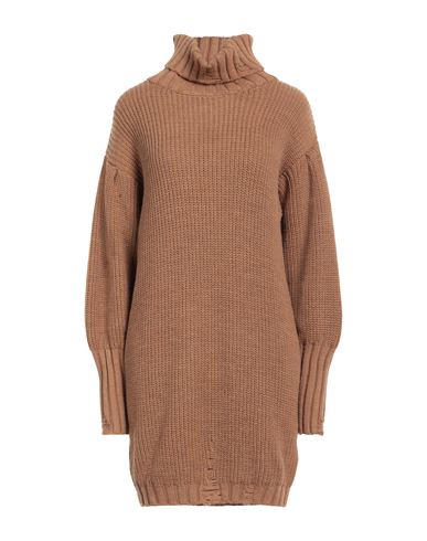 Woman Mini dress Camel Size L Acrylic, Polyester