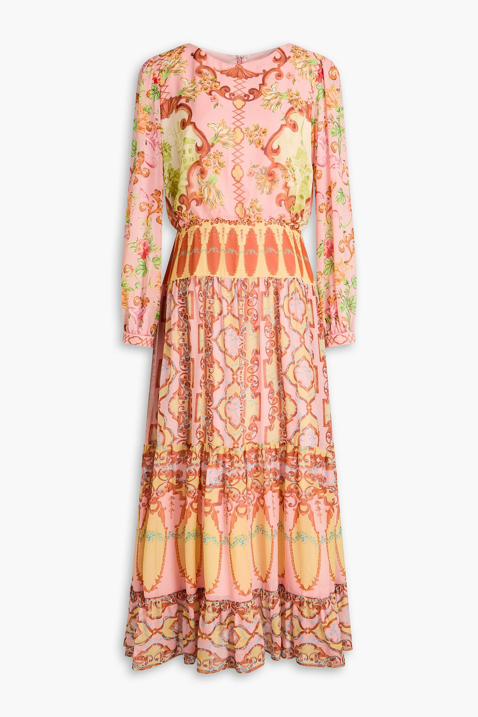 Isabel floral-print silk-georgette midi dress - Pink - UK 10