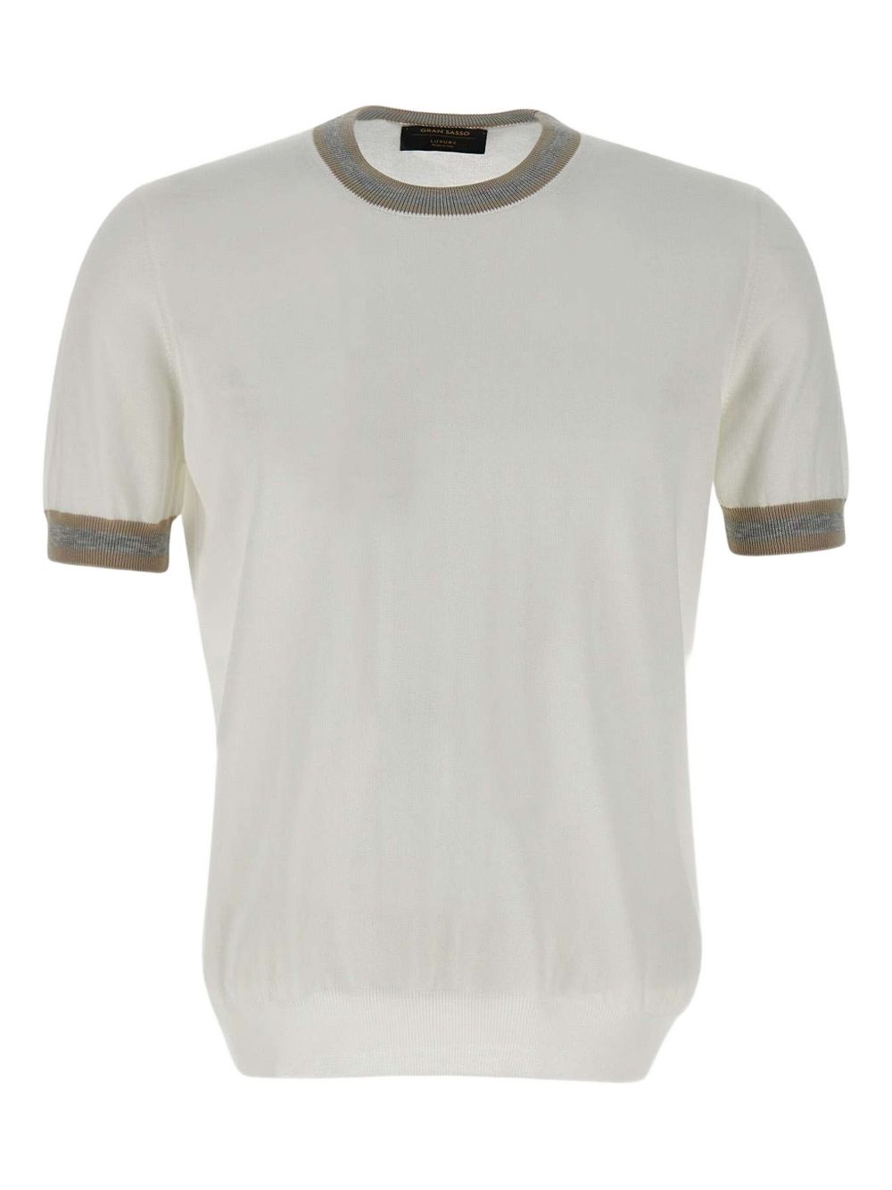 Short-sleeve fine-knit top - Grey