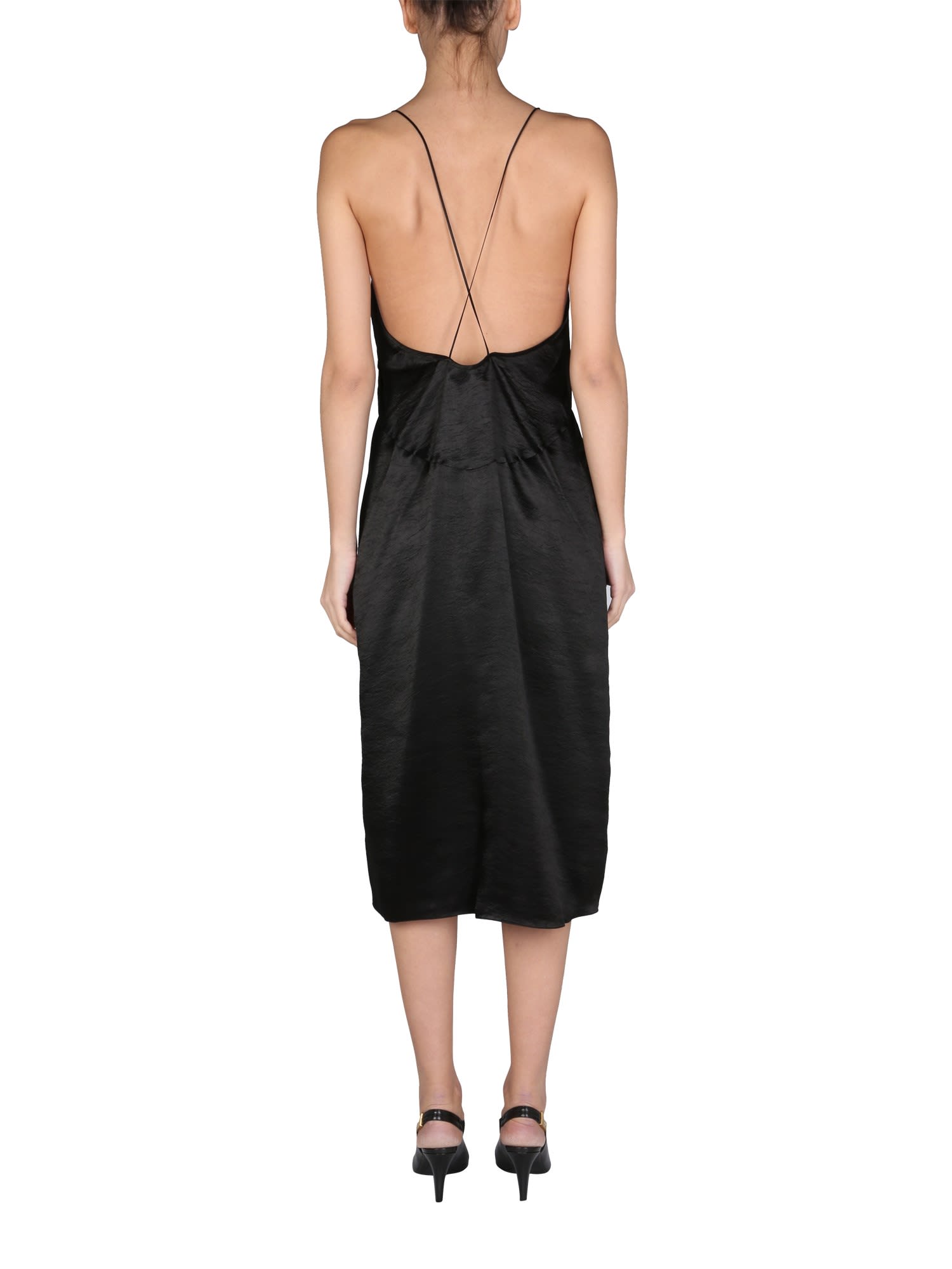 Satin-finish midi dress