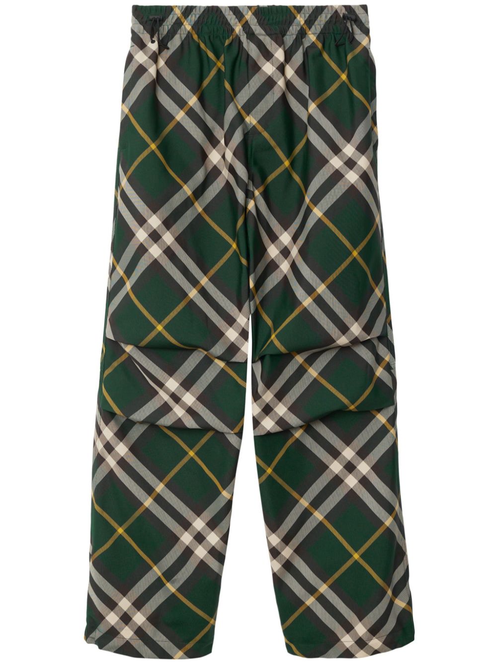 Wide-leg checked trousers - Green