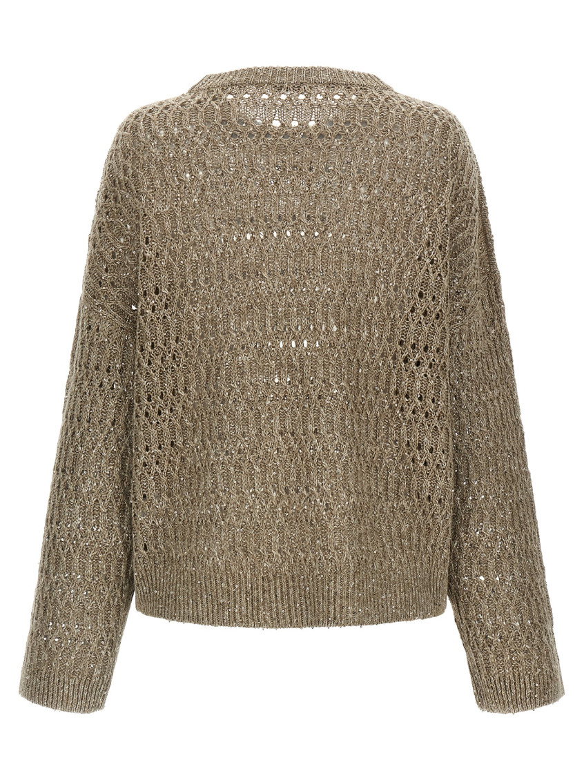 Brunello Cucinelli - linen crew neck sweater diamond pattern
