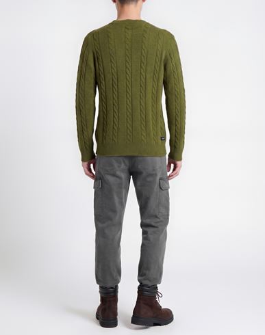 Man Sweater Military green Size M Wool, Polyamide