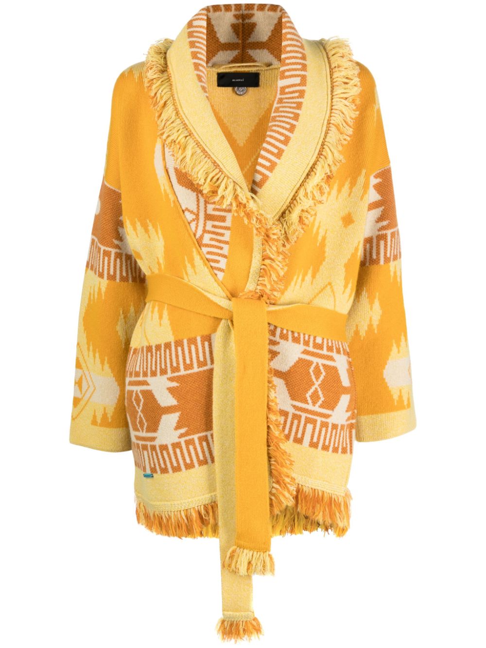 Icon jacquard cashmere cardigan - Yellow