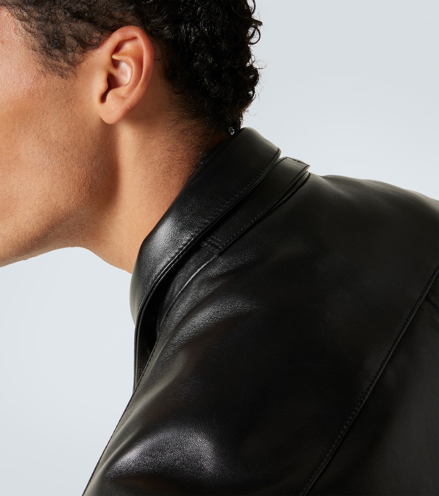 Leather blouson jacket