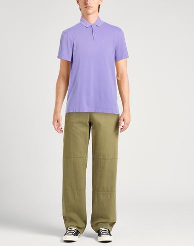 Man Polo shirt Purple Size M Cotton