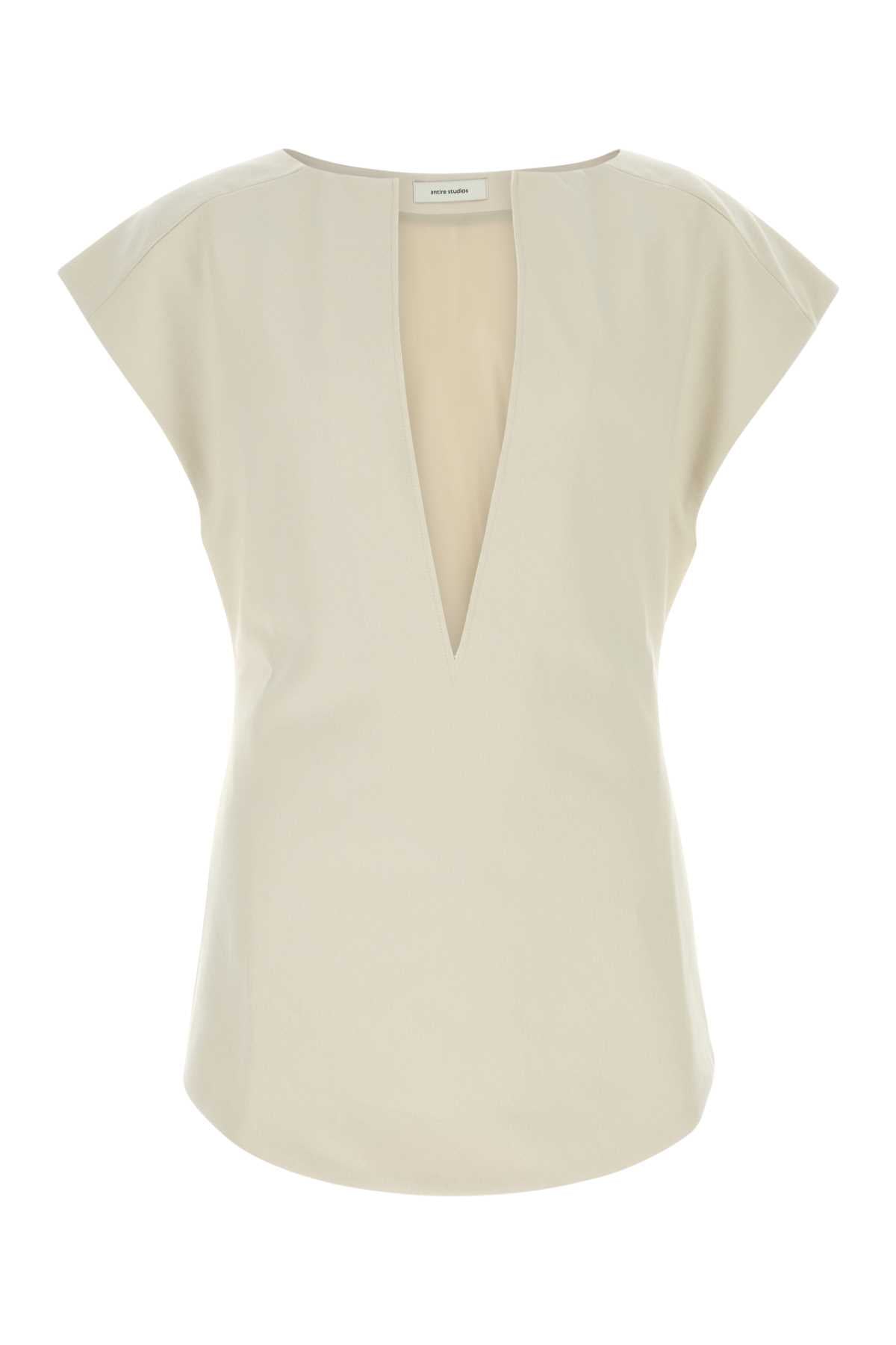 Deep Vee Tank Top — Beige