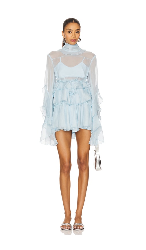 Bardot Anyssa Ruffle Mini Dress in Baby Blue. - 4 also , 12, 2