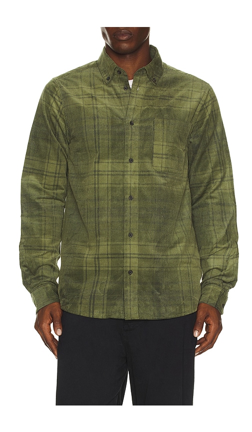 Les Deux Kash Check Corduroy Shirt in Green. - M also in L, S, XL/1X