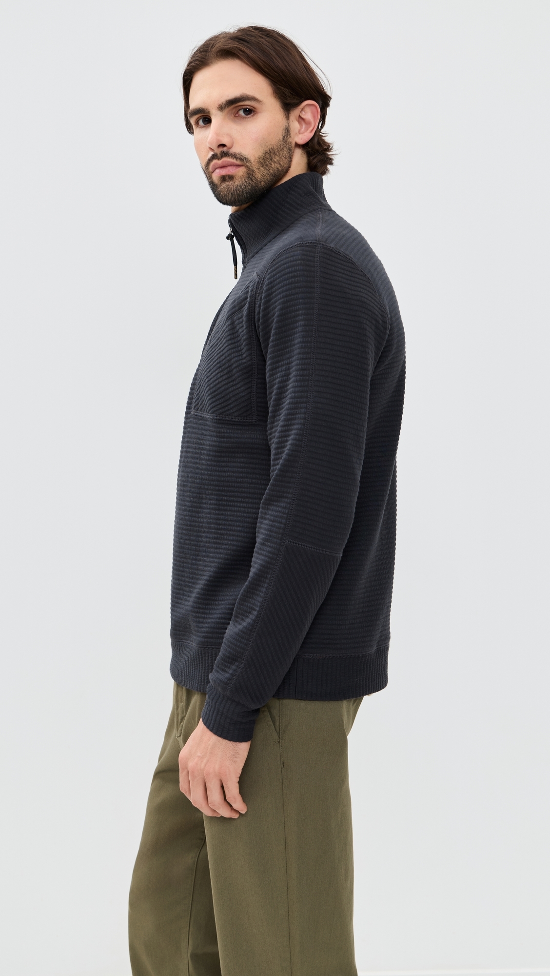 Quilted Half Zip Sweatshirt Dark Navy