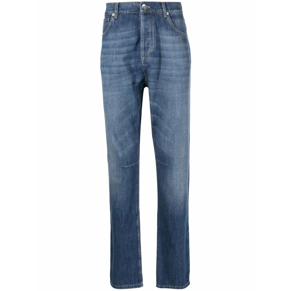 Light-wash straight-leg jeans - Blue
