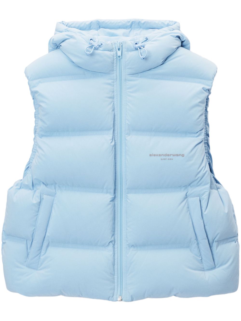 Logo-jacquard padded gilet - Blue