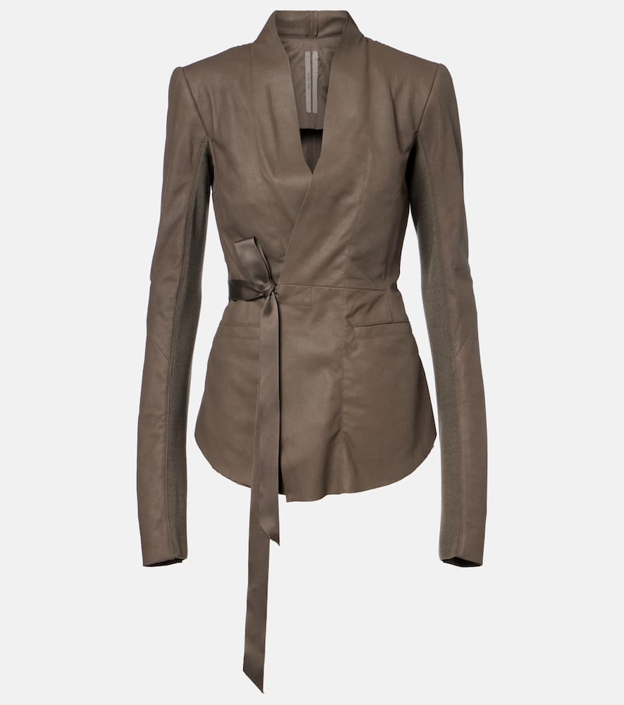 Hollywood virgin wool-trimmed leather blazer