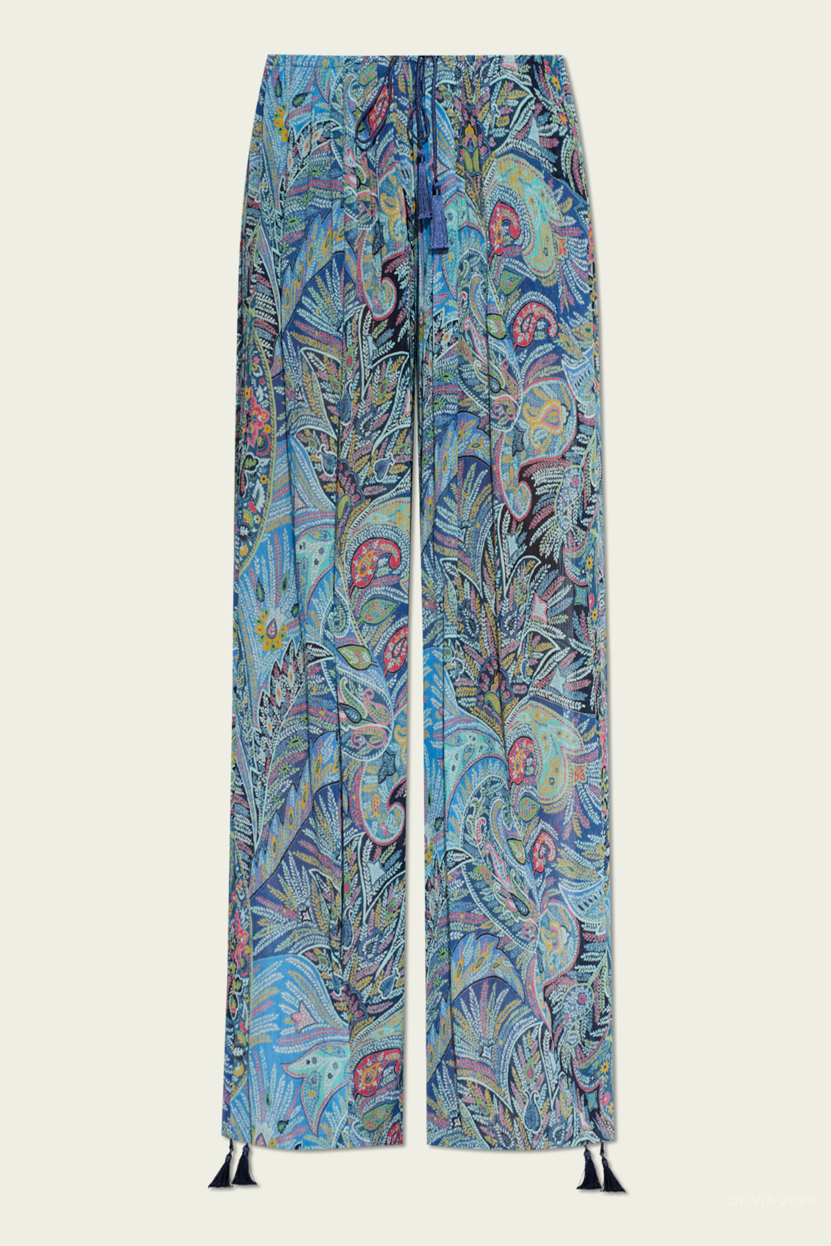 Floral Paisley Wide-Leg Pant in Multicolor