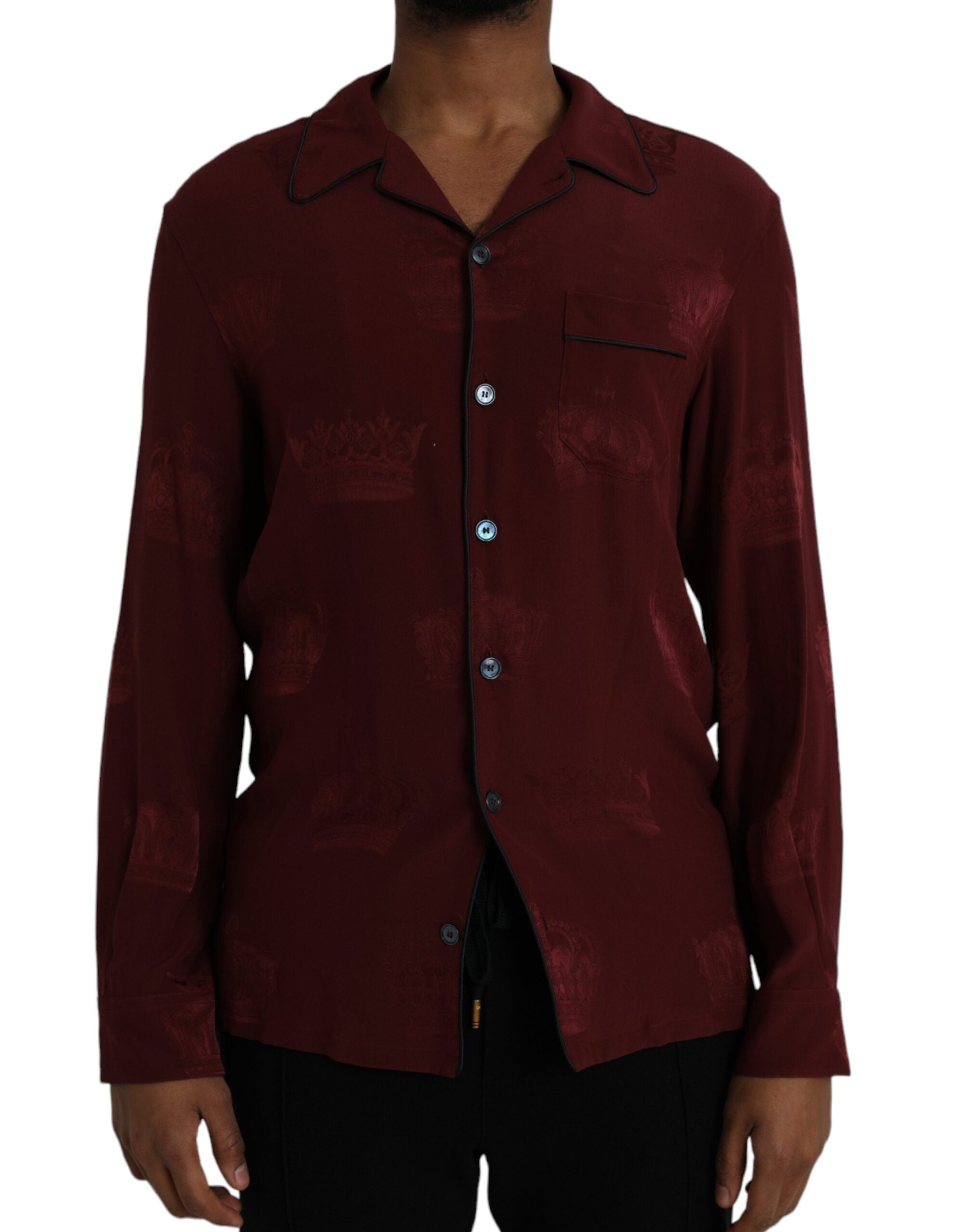 Silk Crown Jacquard Shirt — Maroon