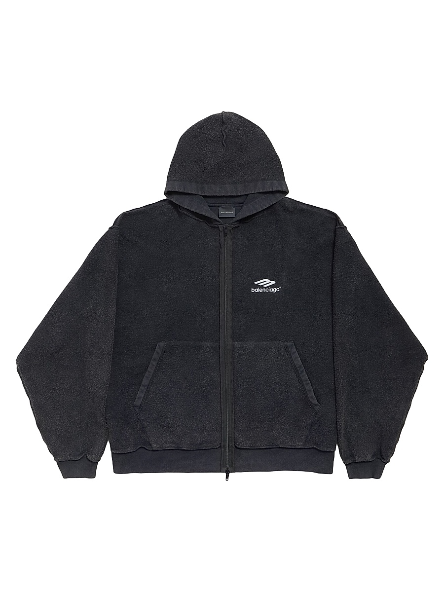 Men's 3B Sports Icon Inside-Out Zip-Up Hoodie - Black Faded