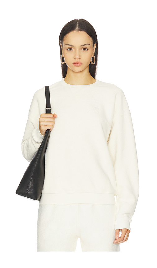 Eterne Classic Reverse French Terry Crew Sweatshirt in Cream - Cream. XS also in L, M