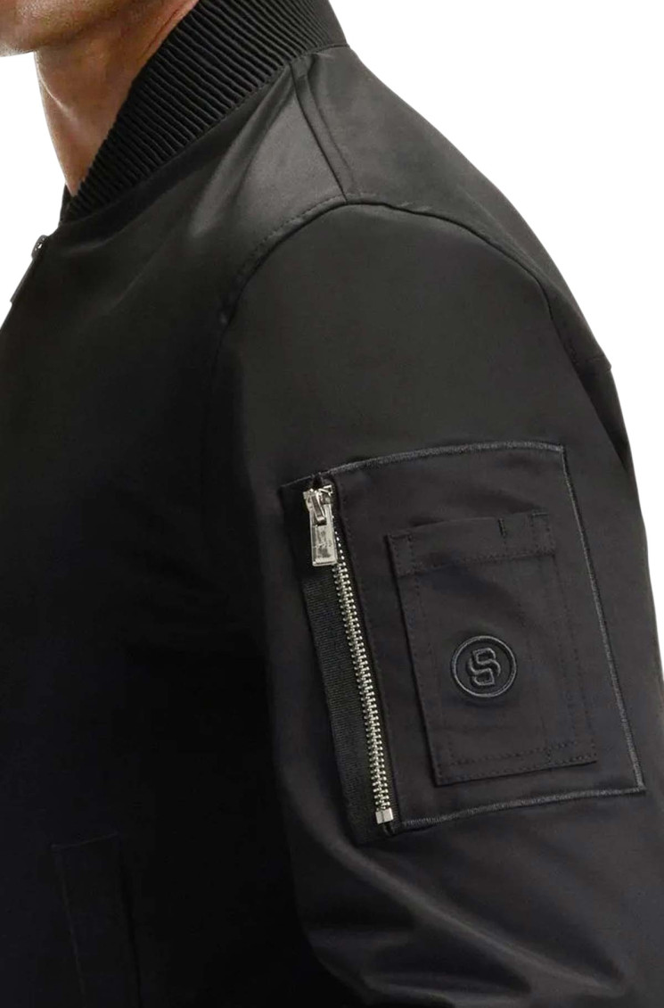 Black Zip Up Bomber Jacket