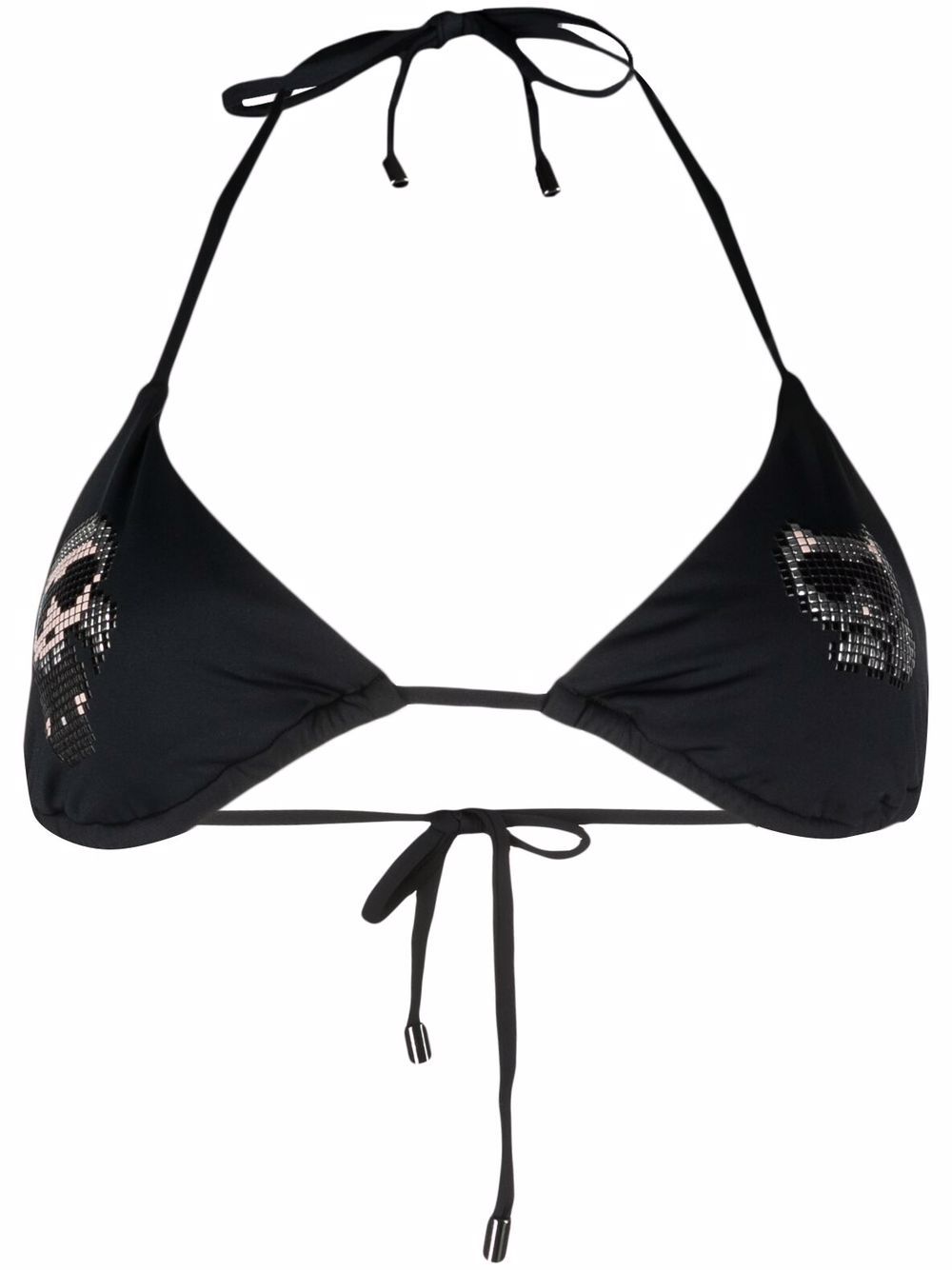Ikonik rhinestone-embellished bikini top - Black