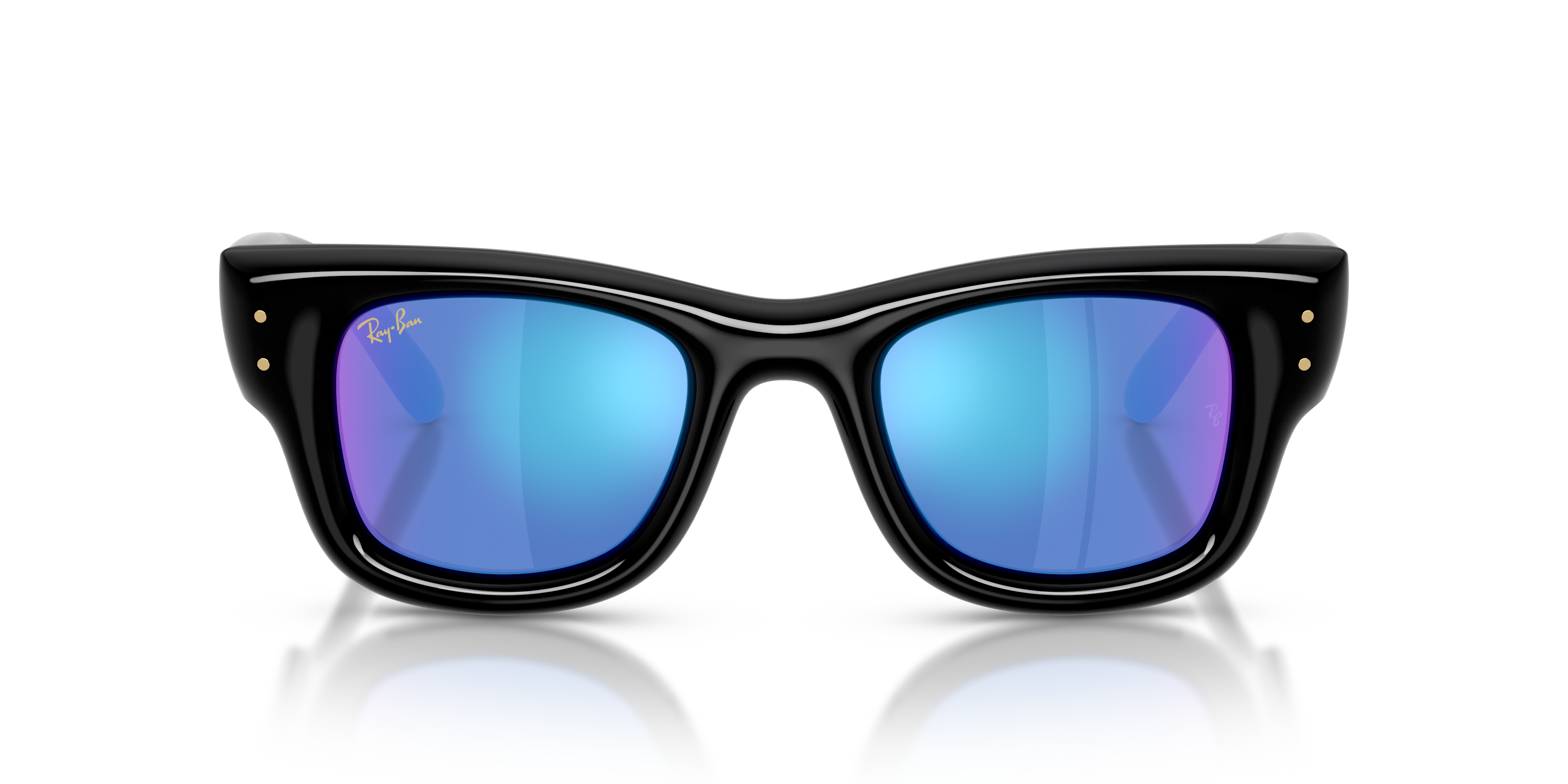 Ray - Ban Unisex Ray - Ban RB4940 WAYFARER PUFFER 601/55 Sunglasses Nylon Black Green Squared Mirror