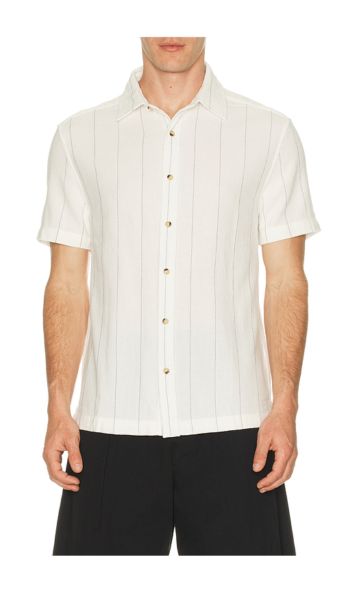 Fair Harbor Oasis Textured Short Sleeve Shirt in Cream. M. Also in S, L, XL/1X