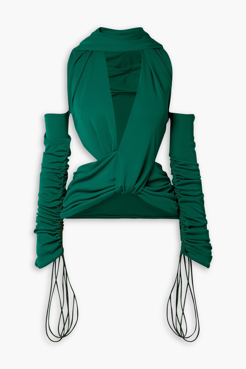 Donna cutout draped stretch-jersey top - Green - UK 10