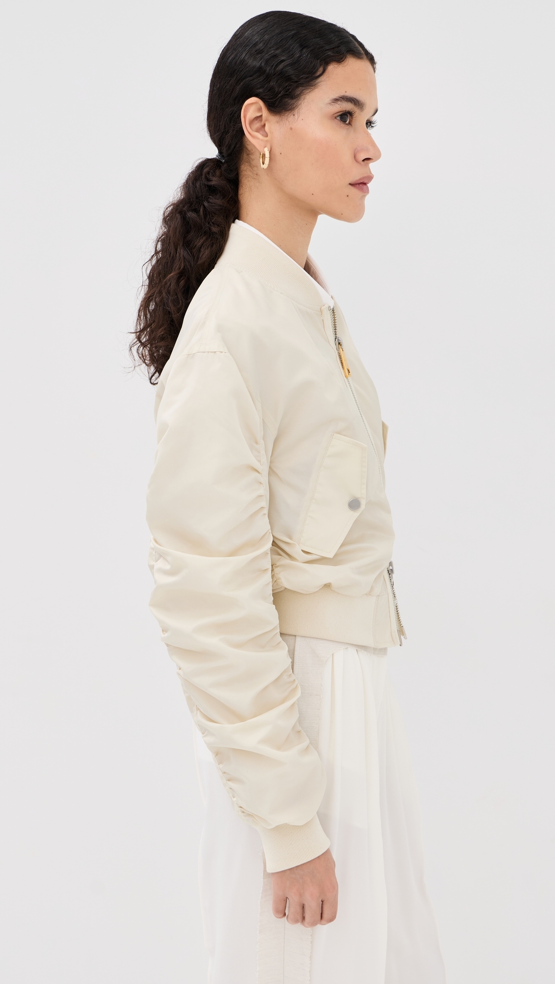 Zip Bomber Jacket Ivory