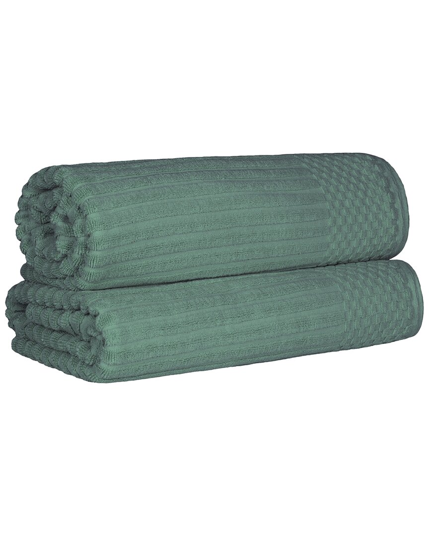 Cotton Highly Absorbent Solid And Checkered Border Bath Sheet Set
