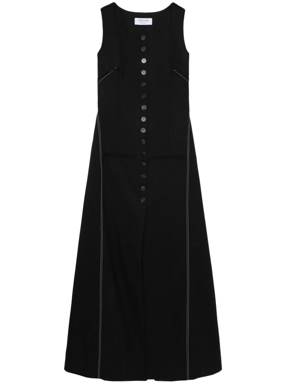Button-down flared midi dress - Black