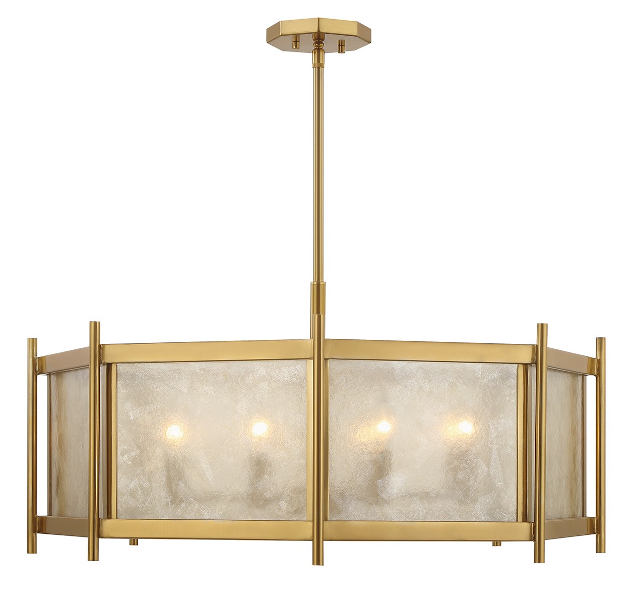 Warm Brass Eight Light Chandelier from the Jacobs Collection