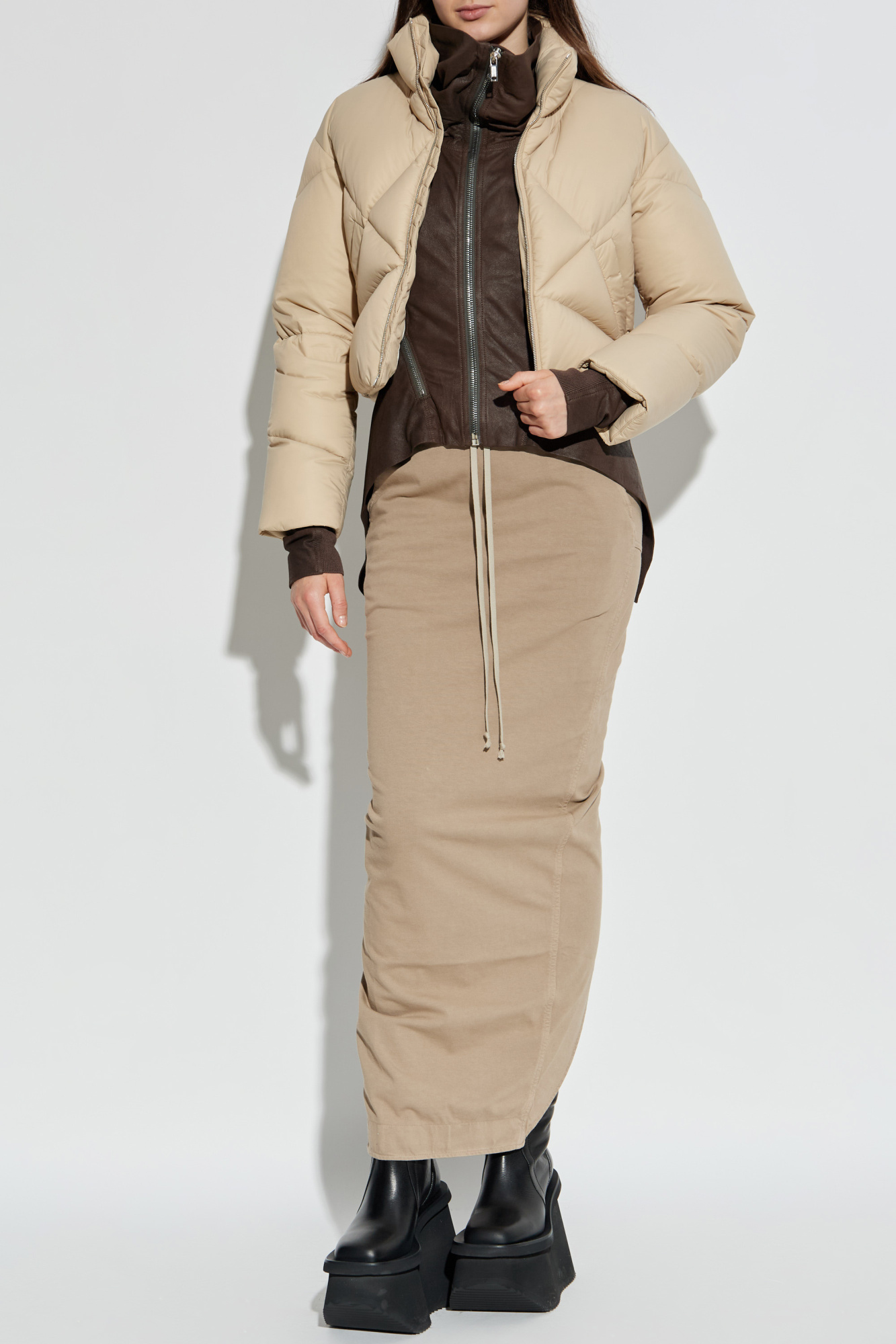 Insulated Jacket With Stand-up Collar, Women's, Beige