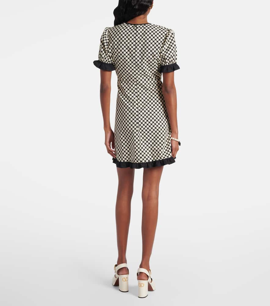 Ruffled polka-dot cotton poplin minidress