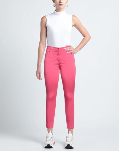 Woman Pants Fuchsia Size 12 Cotton, Elastane