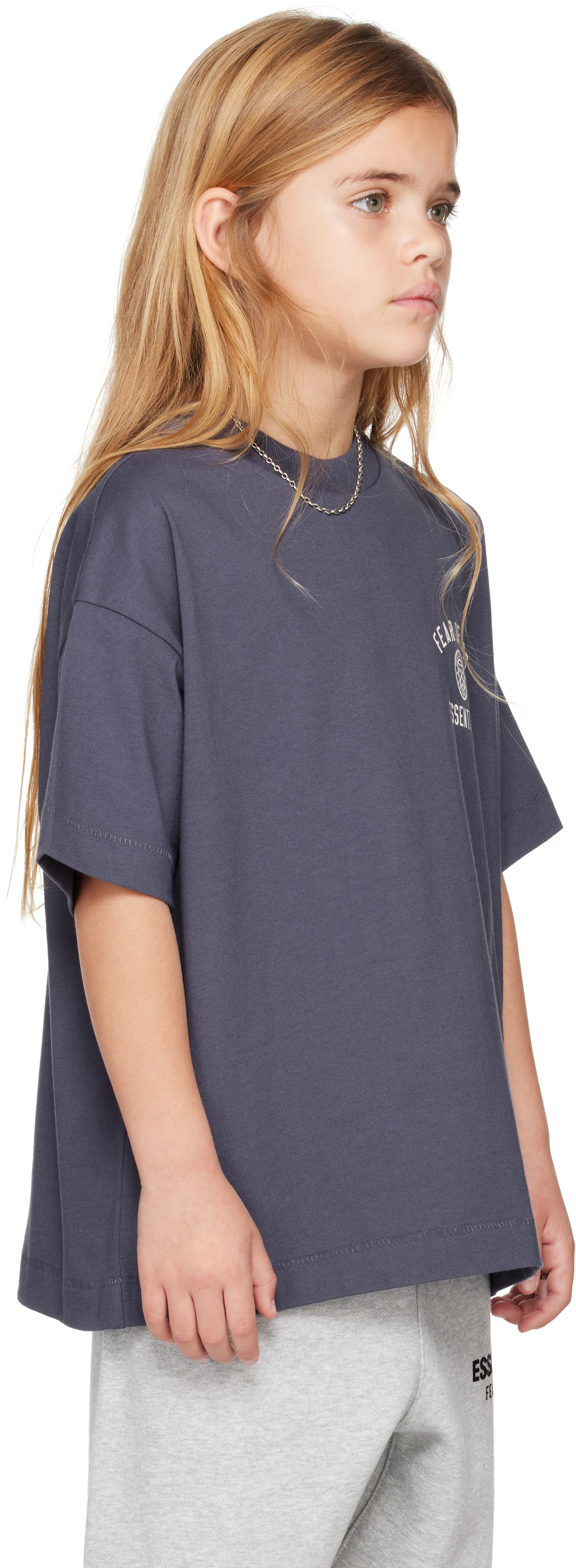 Fear of God ESSENTIALS Kids Navy Jersey Crewneck T-shirt