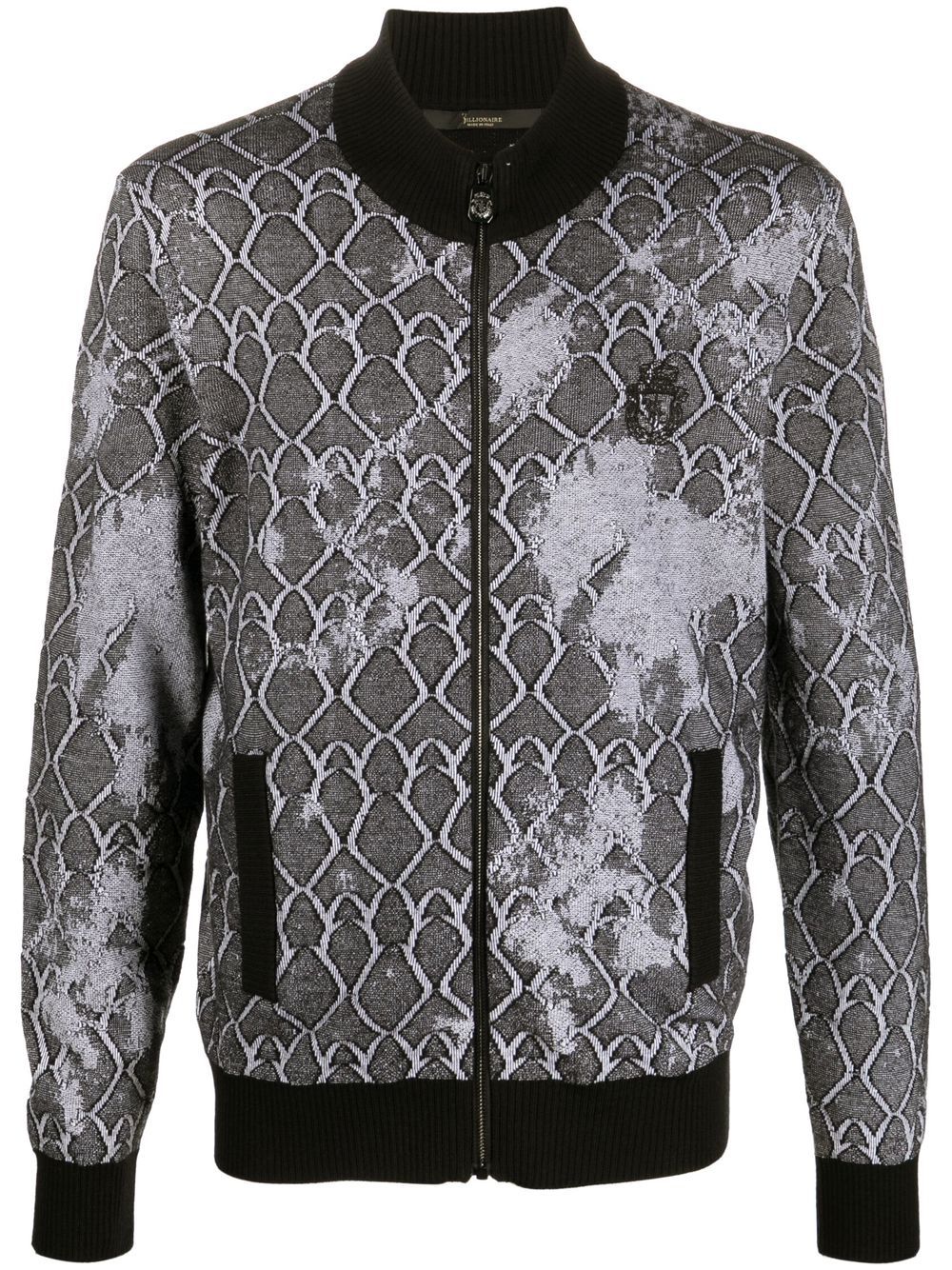 Embroidered logo-crest bomber jacket - Black
