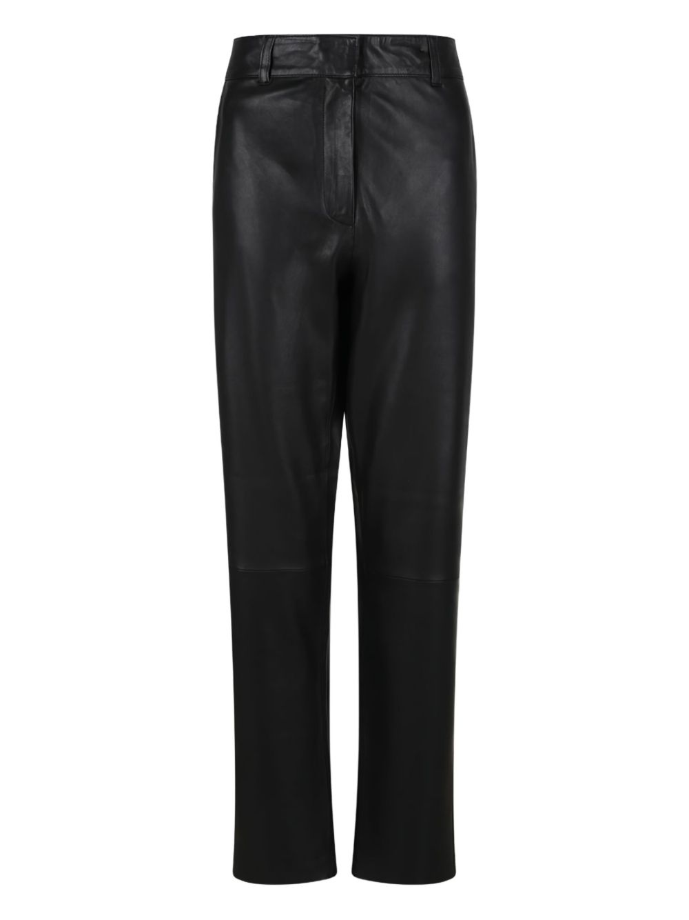 Selected Femme leather straight-leg trousers - Black