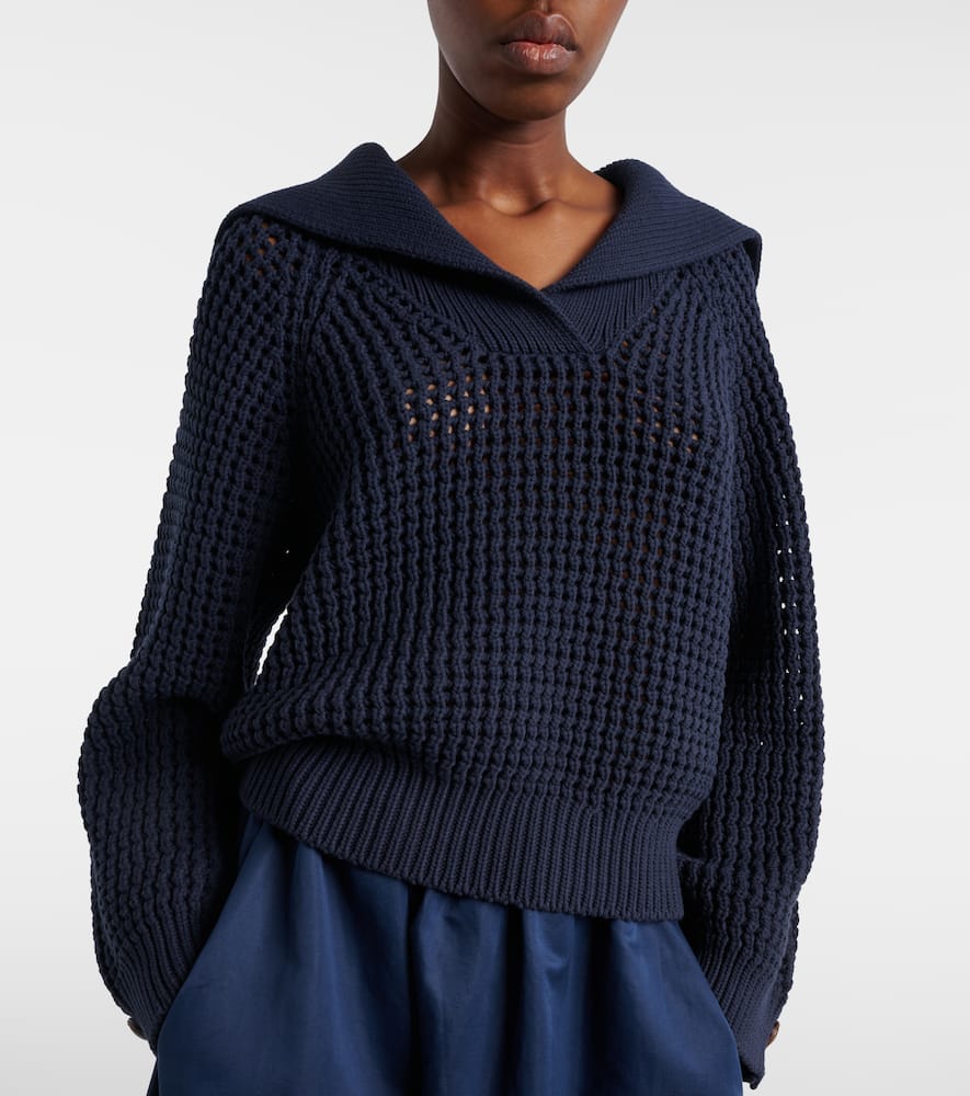 Cotton-blend polo sweater