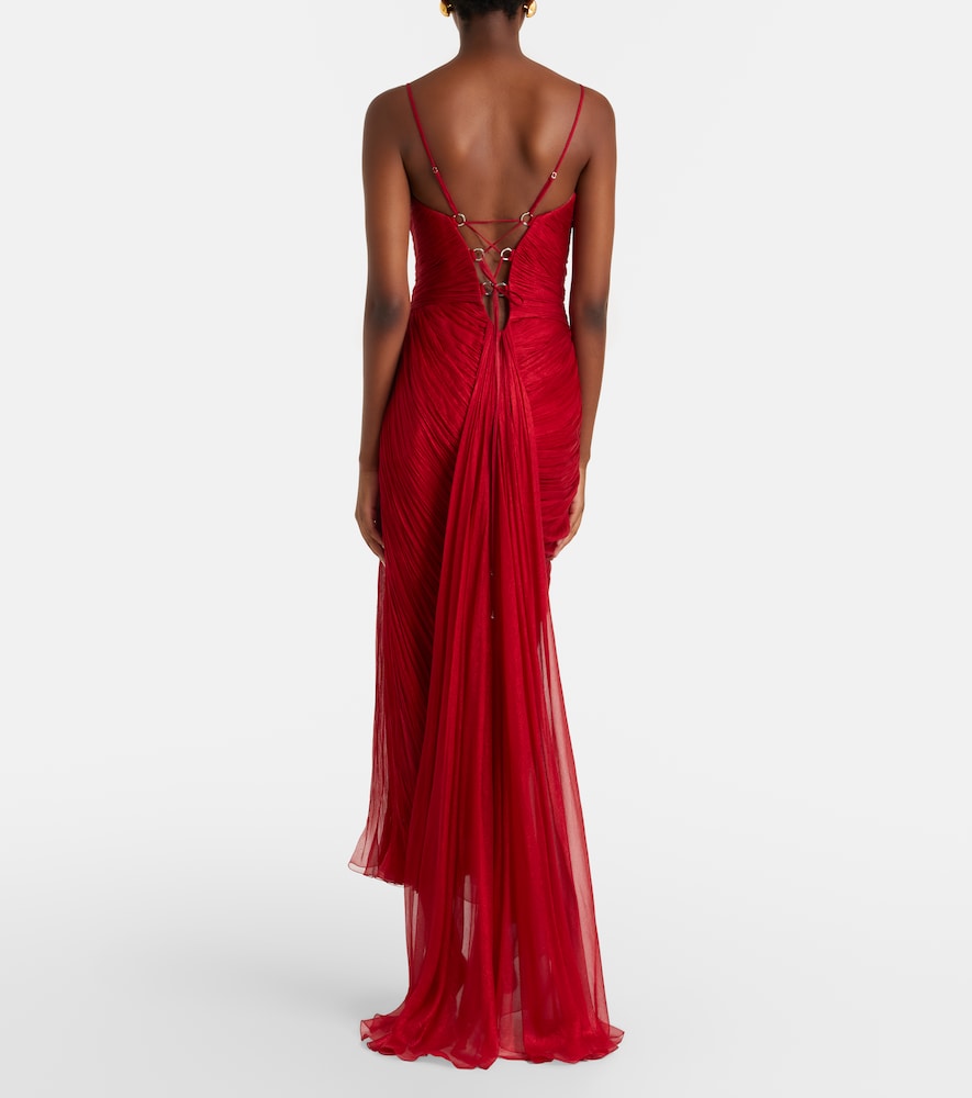 Rio draped silk muslin gown
