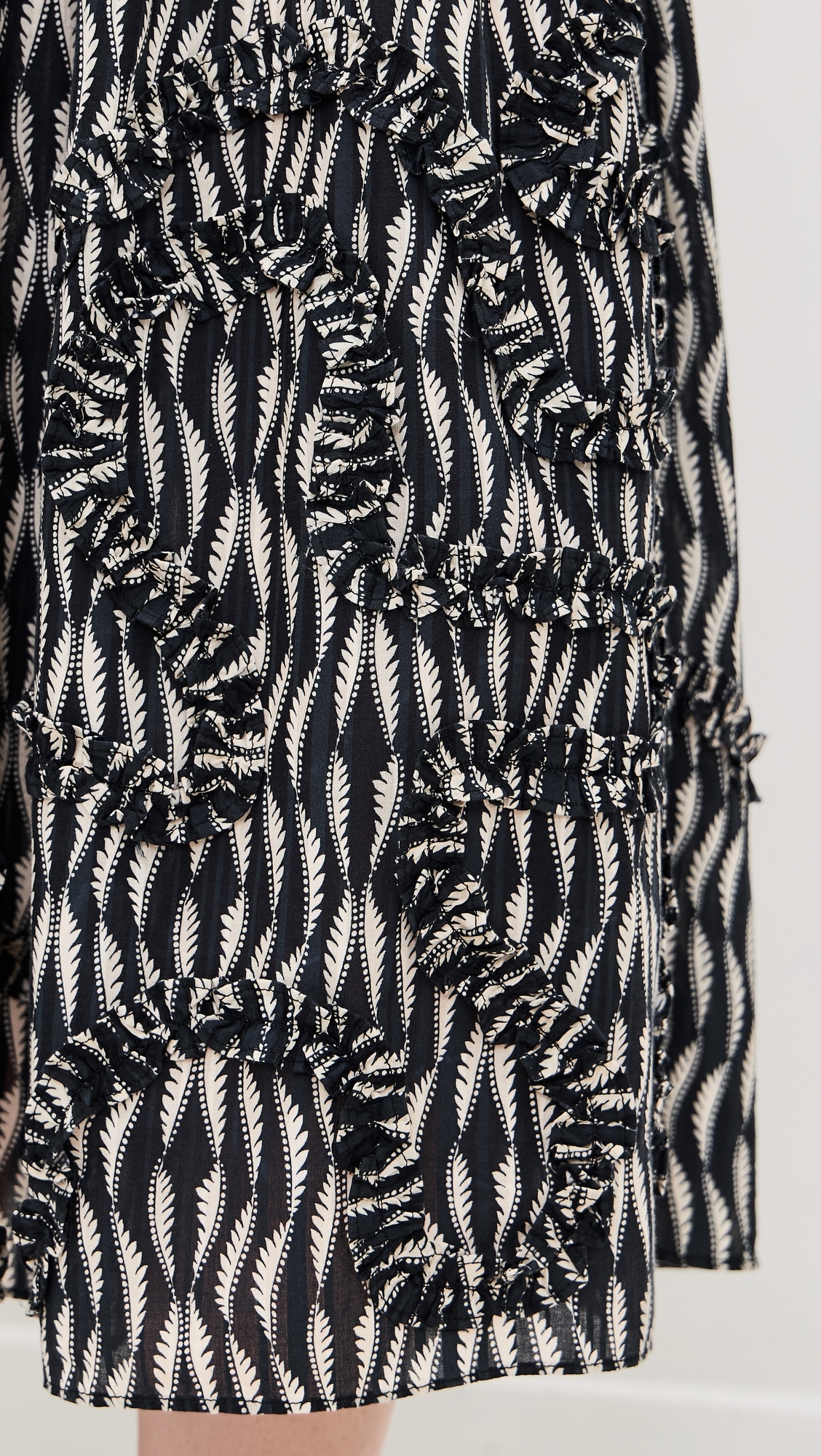 Alexandra Ruffled Cotton Midi Skirt Graphite