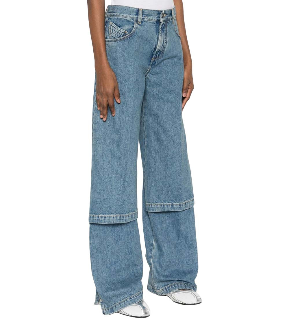Blue Jeans With Logo Detail On The Pocket And Logo Patch On The Rear In Denim Woman
