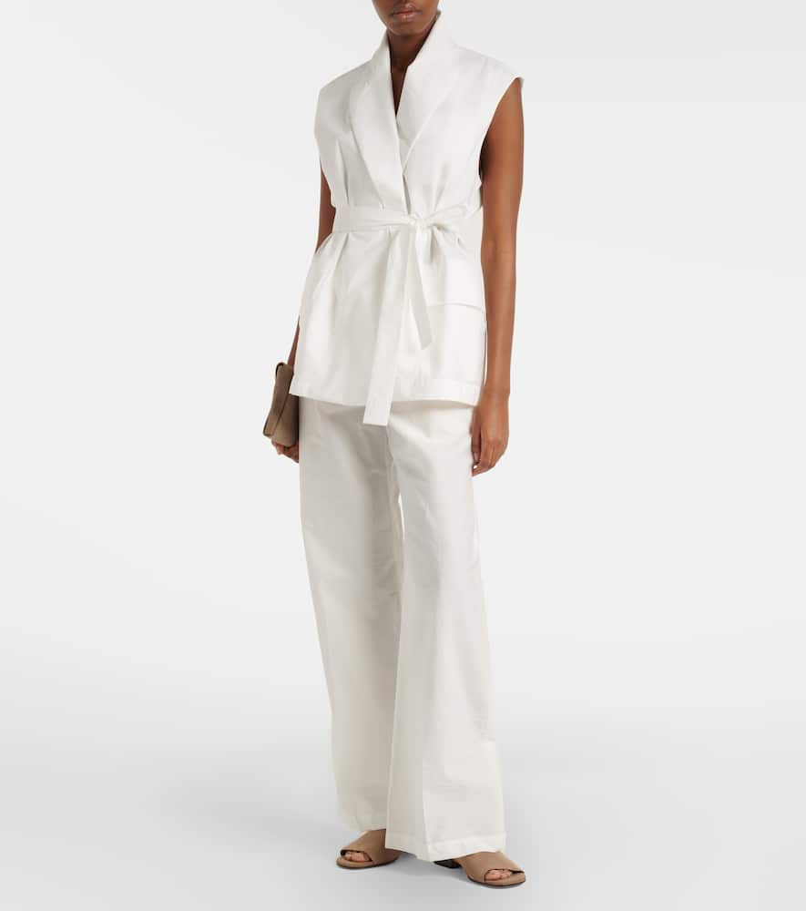 Belted cotton-blend vest