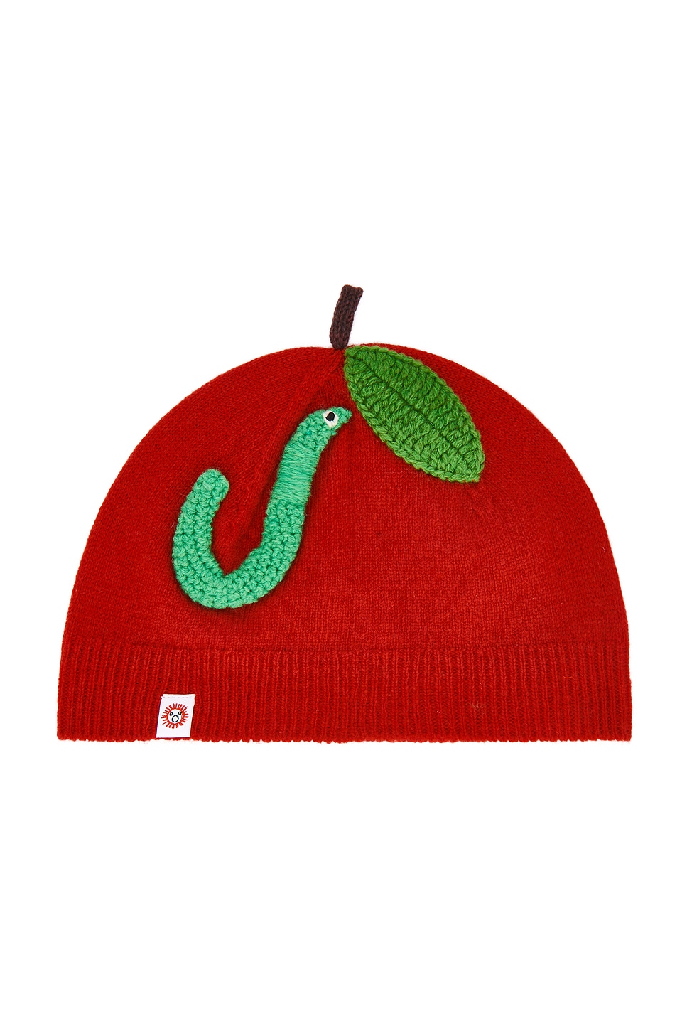 Charles Jeffrey LOVERBOY Apple Skull Cap in Red & Green Worm - Red. a